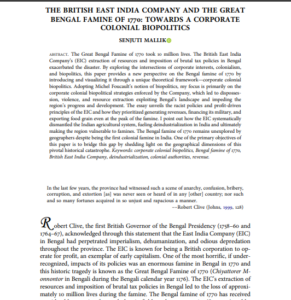 the british east india company and the great bengal famine of 1770 review