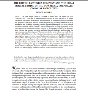 the british east india company and the great bengal famine of 1770 review